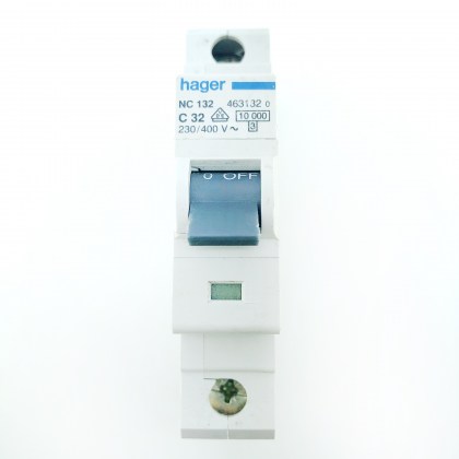 Hager NC132 463132 C32 32A 32 Amp MCB Circuit Breaker Type C